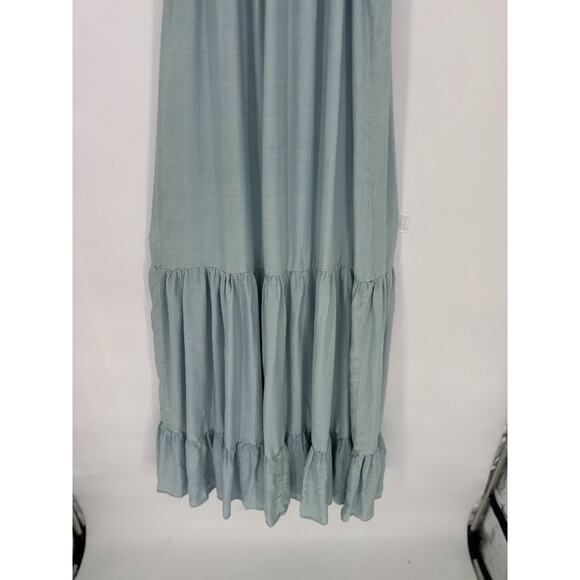 Vince Camuto Sleeveless Tiered Tencel Maxi Halter Dress Blue Large Tiered Flowy - Picture 5 of 11
